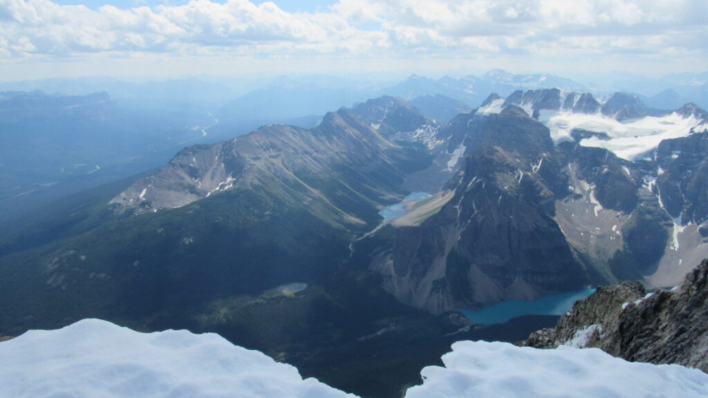 Moraine Lake turquoise and Mount Fay in the Canadian Rockies