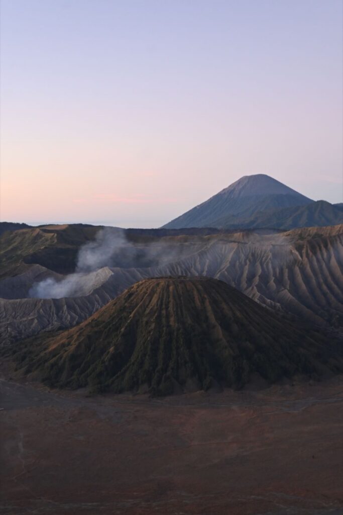 Mount Bromo volcano at sunrise on Java island