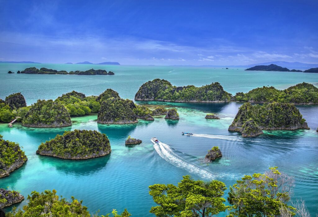 The islands of Raja Ampat from above, one of the most remote corners of Indonesia