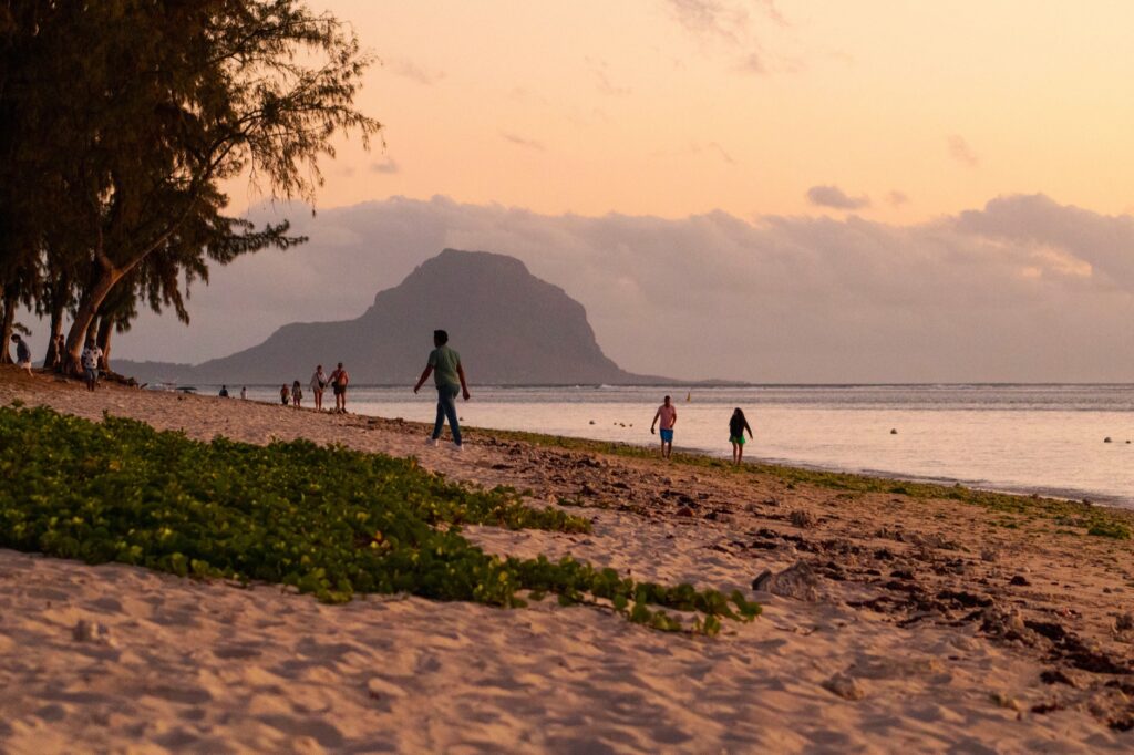 Sunset over Flic-en-Flac beach, Mauritius