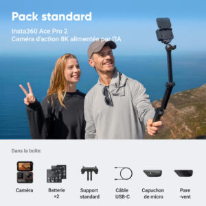 Insta360 Ace Pro 2 by the sea with the bundle accessories