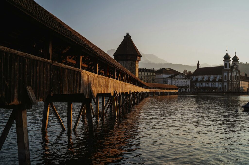 The Chapel Bridge (Kapellbrücke) and water tower in Lucerne
