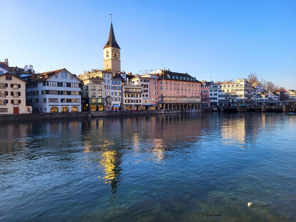 Zurich old town along the Limmat river