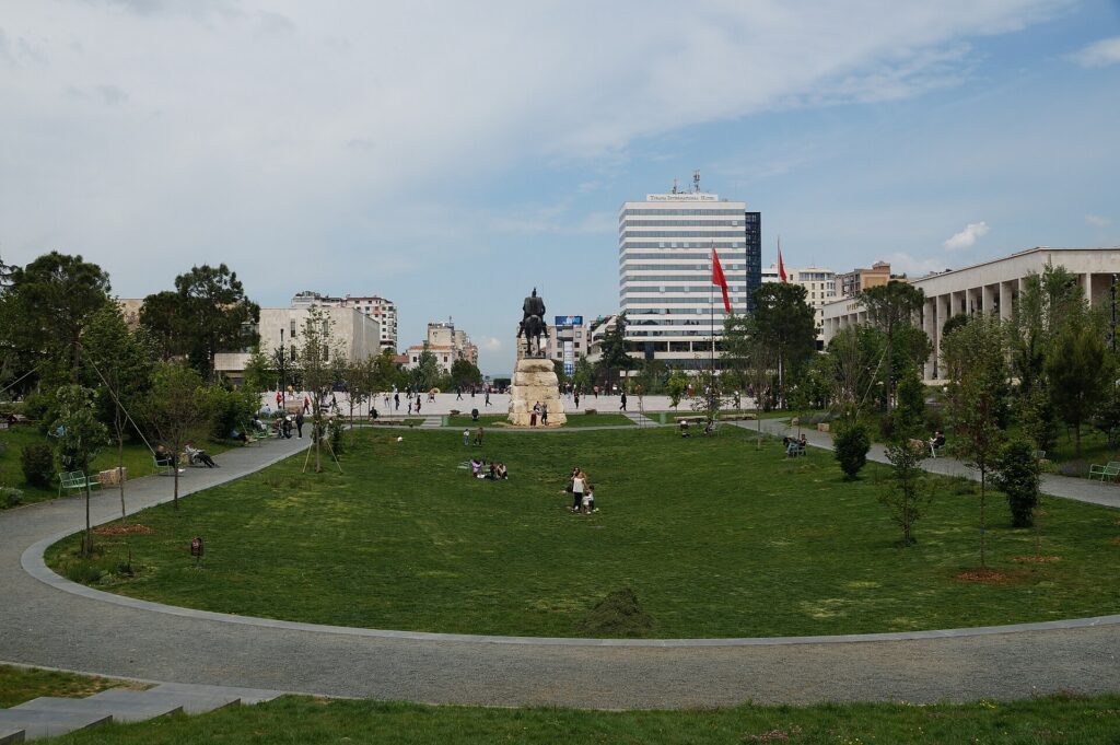 Skanderbeg Square in central Tirana, capital of Albania
