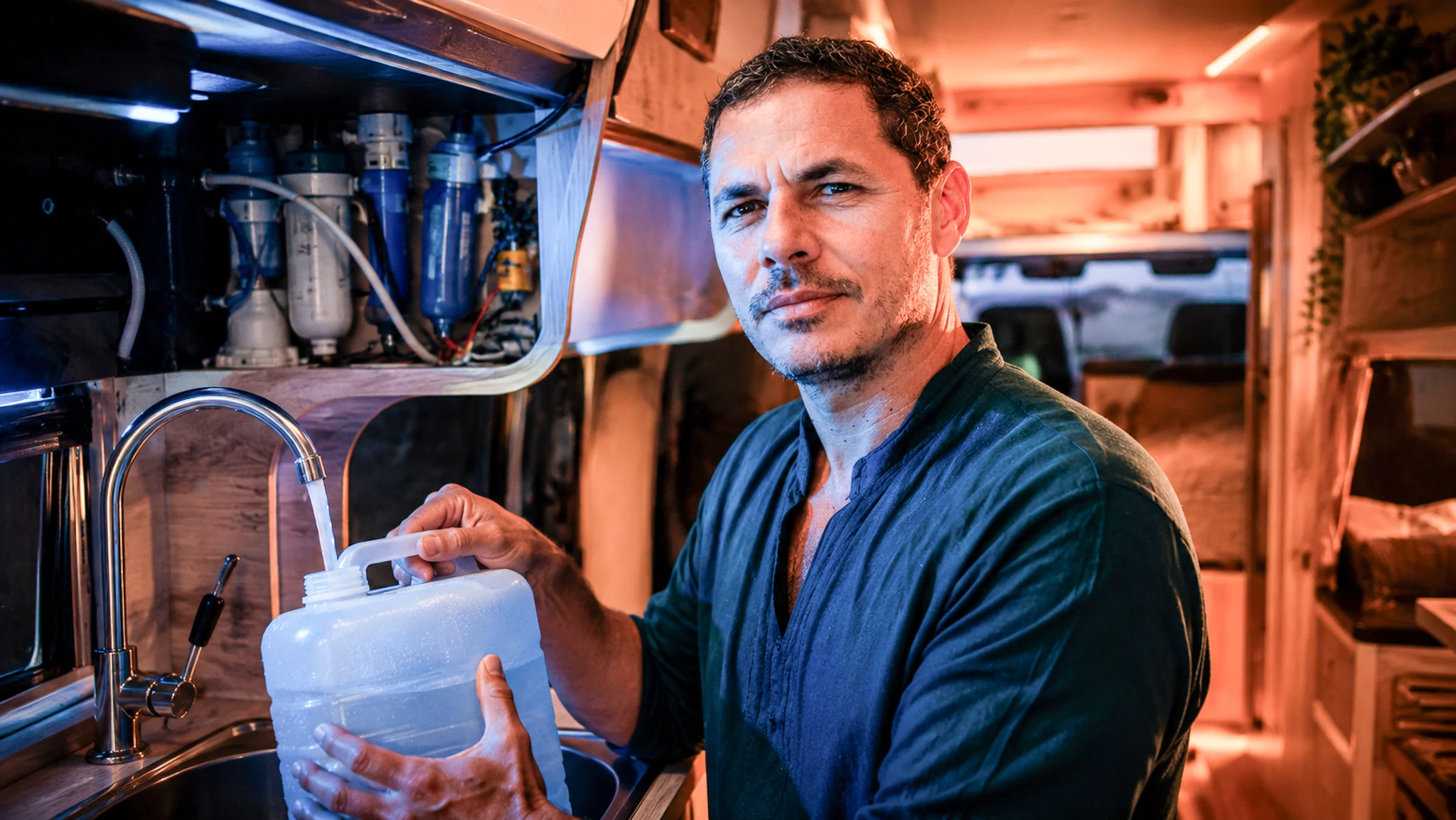 Water management in a van, camper van, or converted van for vanlife