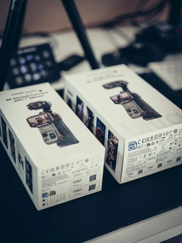 The boxes of the Insta360 Luna Pro and the Luna Ultra side by side